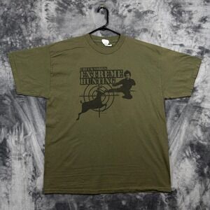 Chuck Norris Extreme Hunting T-Shirt Mens XL Green Graphic Funny Martial Arts